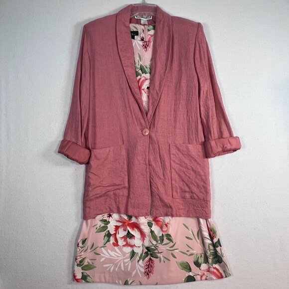 ALYX Midi Dress Sz 10 Sleeveless Pink White Floral Flowers Polyester Spandex - Picture 15 of 16